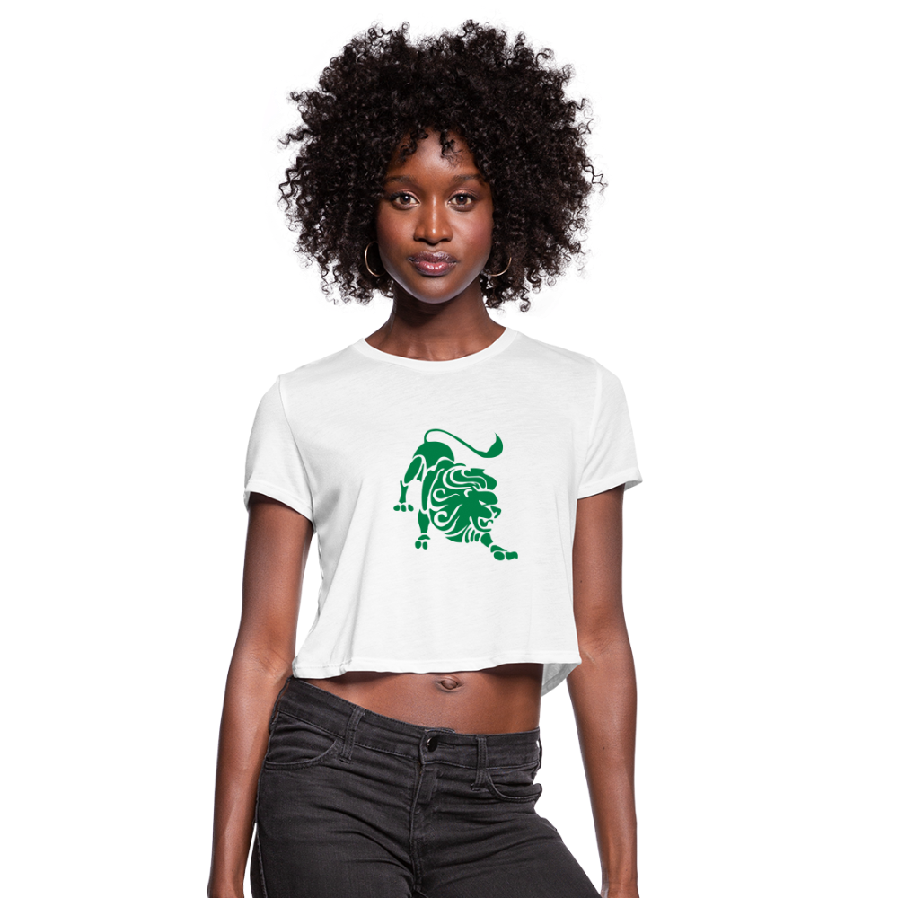 Roaring Lion “Green Lion” Cropped T-Shirt - white