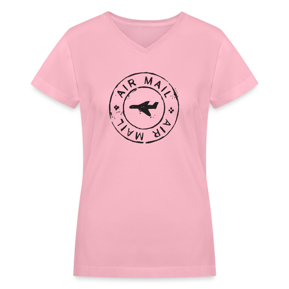 Air Mail V-Neck T-Shirt - pink